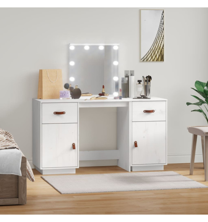 Ensemble de coiffeuse avec LED Blanc Bois de pin solide | Mobilier & Déco