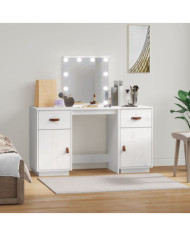Ensemble de coiffeuse avec LED Blanc Bois de pin solide | Mobilier & Déco