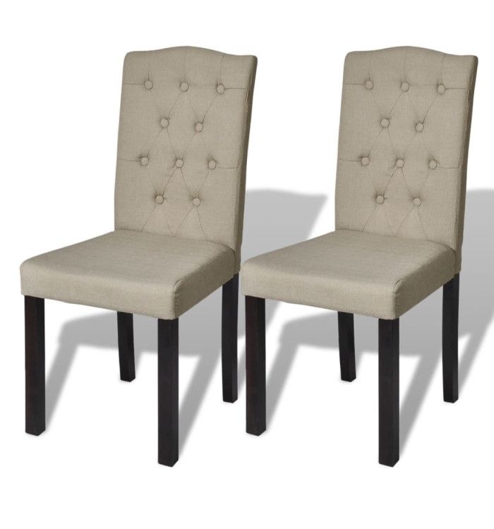Chaises à manger lot de 2 poil de chameau tissu | Mobilier & Déco