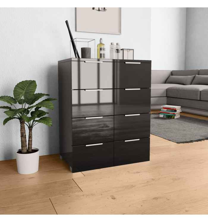 Buffet Noir brillant 60x35x80 cm Bois d'ingénierie | Mobilier & Déco