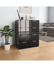 Buffet Noir brillant 60x35x80 cm Bois d'ingénierie | Mobilier & Déco