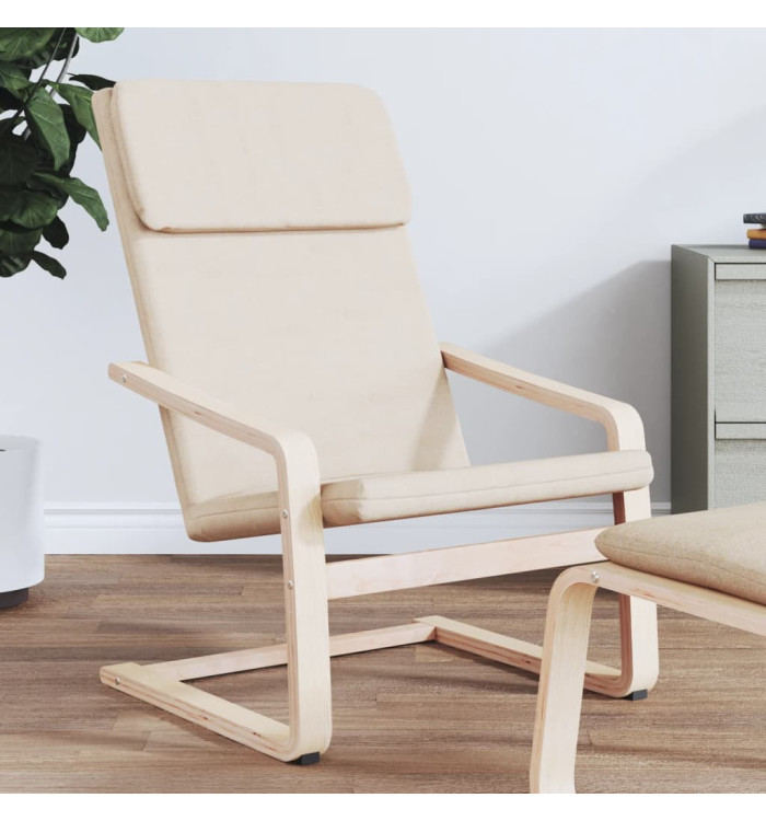 Chaise de relaxation Crème Tissu | Mobilier & Déco