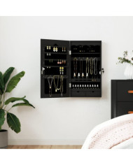 Armoire à bijoux avec miroir murale noir 37,5x10x67 cm | Mobilier & Déco