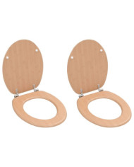 Sièges WC lot de 2 avec couvercles MDF Design de bambou | Mobilier & Déco