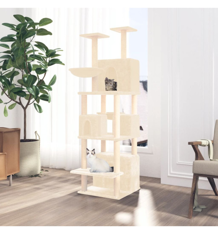 Arbre à chat avec griffoirs en sisal Crème 180 cm | Mobilier & Déco
