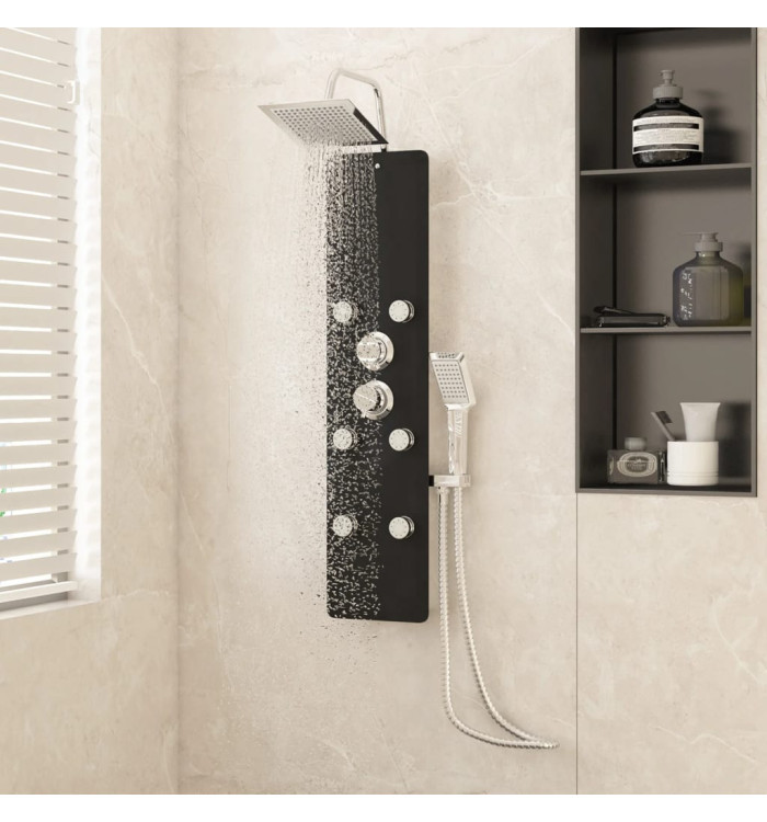 Panneau de douche Verre 25x47,5x130 cm Noir | Mobilier & Déco