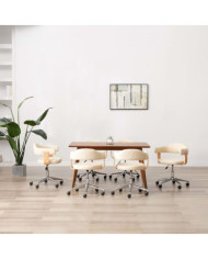 Chaises pivotantes à manger lot de 6 crème similicuir | Mobilier & Déco