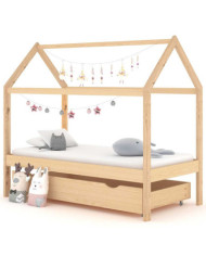 Cadre de lit pour enfant et un tiroir bois pin massif 80x160 cm | Mobilier & Déco