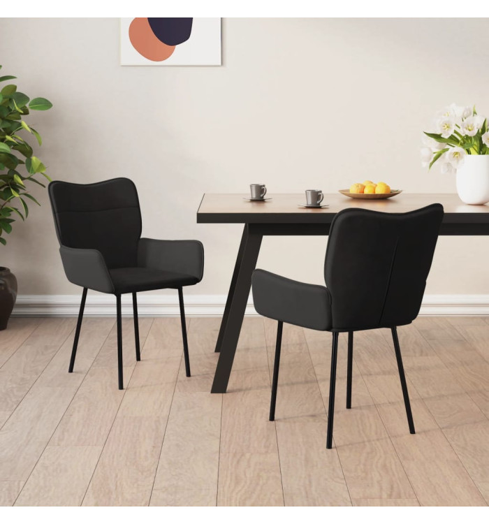 Chaises à manger lot de 2 Noir Velours | Mobilier & Déco