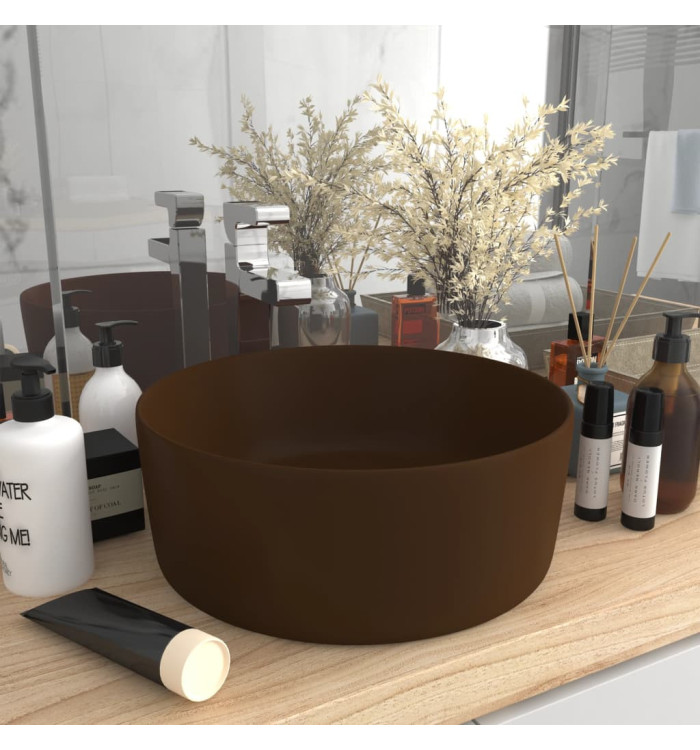 Lavabo rond de luxe Marron foncé mat 40x15 cm Céramique | Mobilier & Déco