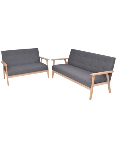 Ensemble de canapés 2 pcs Tissu Gris foncé | Mobilier & Déco