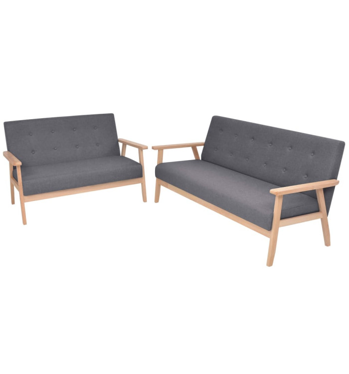 Ensemble de canapés 2 pcs Tissu Gris foncé | Mobilier & Déco