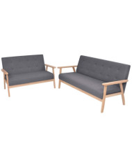 Ensemble de canapés 2 pcs Tissu Gris foncé | Mobilier & Déco