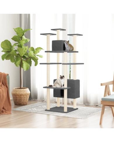 Arbre à chat avec griffoirs en sisal Gris foncé 162 cm | Mobilier & Déco
