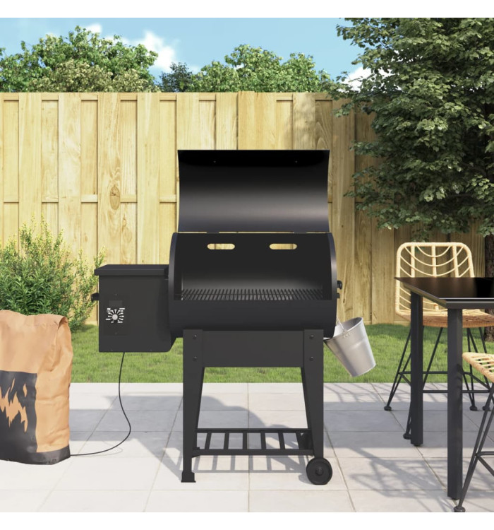 Gril à granulés avec étagère inférieure noir 94 cm fer | Mobilier & Déco