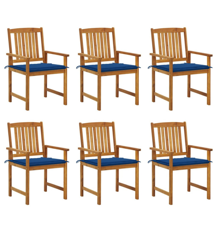 Chaises de jardin avec coussins lot de 6 Bois d'acacia massif | Mobilier & Déco