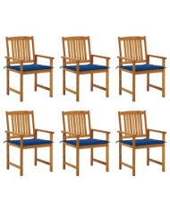 Chaises de jardin avec coussins lot de 6 Bois d'acacia massif | Mobilier & Déco