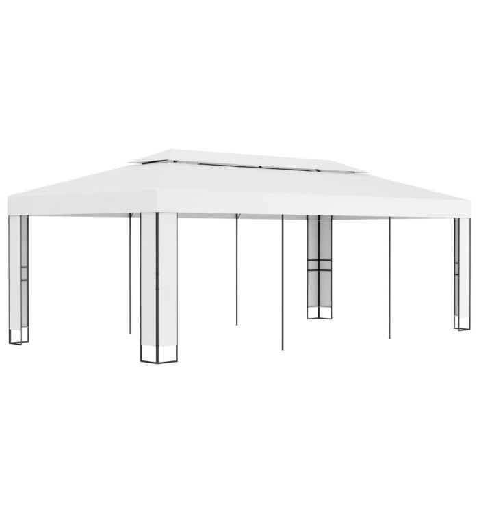 Tonnelle avec toit double 3x6 m Blanc | Mobilier & Déco