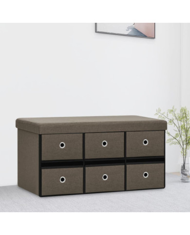 Banc de rangement pliable Marron 76x38x38 cm Faux lin | Mobilier & Déco