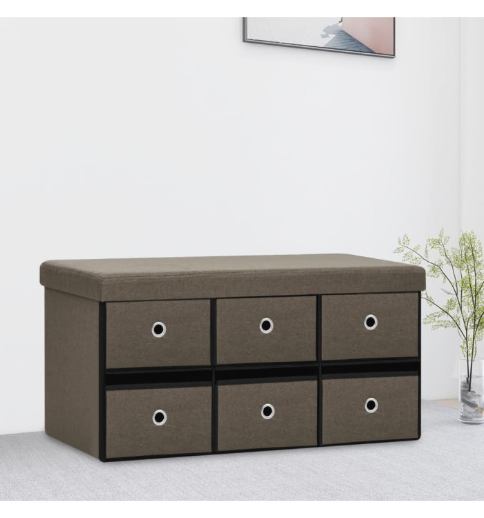 Banc de rangement pliable Marron 76x38x38 cm Faux lin | Mobilier & Déco