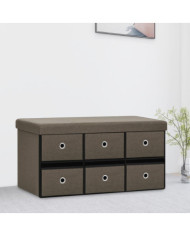 Banc de rangement pliable Marron 76x38x38 cm Faux lin | Mobilier & Déco