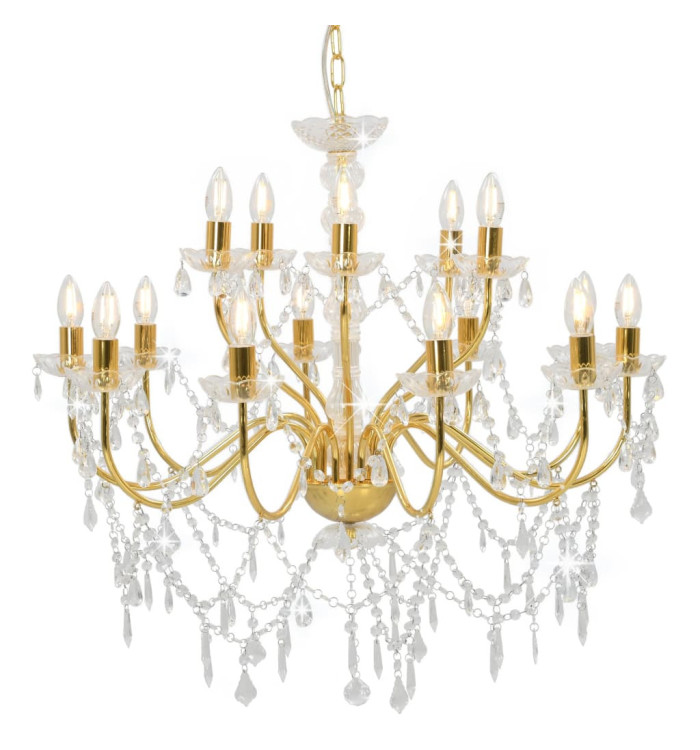 Lustre 2 couches Doré 15 ampoules E14 | Mobilier & Déco