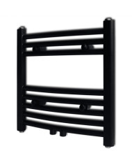 Sèche-serviettes eau chaude à rails incurvés noir 480 x 480 mm | Mobilier & Déco