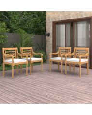 Chaises Batavia lot de 4 avec coussins Bois de teck solide | Mobilier & Déco