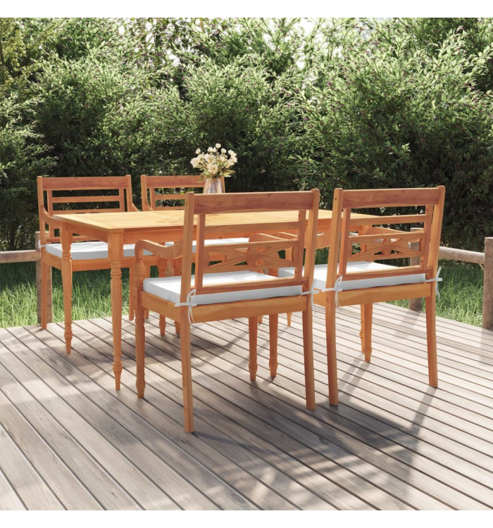 Ensemble à manger de jardin coussins 5 pcs Bois de teck massif | Mobilier & Déco