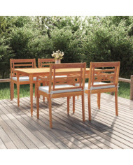 Ensemble à manger de jardin coussins 5 pcs Bois de teck massif | Mobilier & Déco