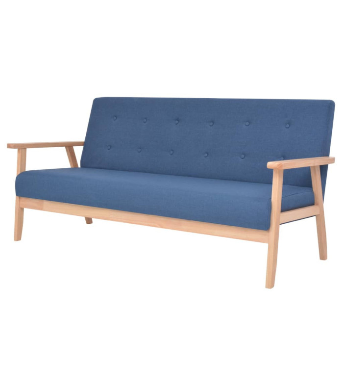 Canapé à 3 places Tissu Bleu | Mobilier & Déco
