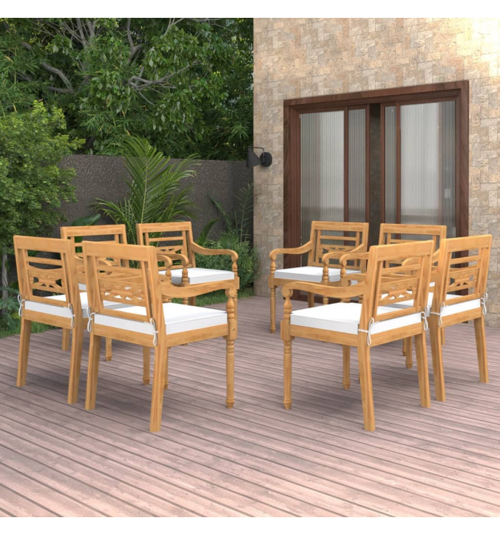 Chaises Batavia lot de 8 avec coussins Bois de teck solide | Mobilier & Déco