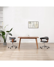 Chaise pivotante à manger Gris Bois courbé et tissu | Mobilier & Déco