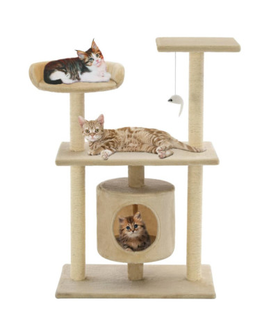 Arbre à chat avec griffoirs en sisal 95 cm Beige | Mobilier & Déco