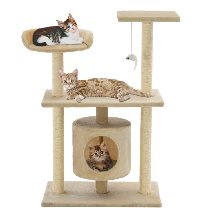Arbre à chat avec griffoirs en sisal 95 cm Beige | Mobilier & Déco