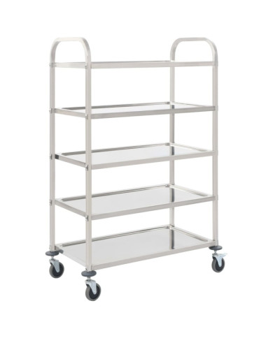 Chariot de cuisine à 5 niveaux 107x55x147 cm Acier inoxydable | Mobilier & Déco