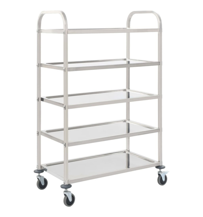 Chariot de cuisine à 5 niveaux 107x55x147 cm Acier inoxydable | Mobilier & Déco