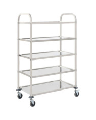 Chariot de cuisine à 5 niveaux 107x55x147 cm Acier inoxydable | Mobilier & Déco