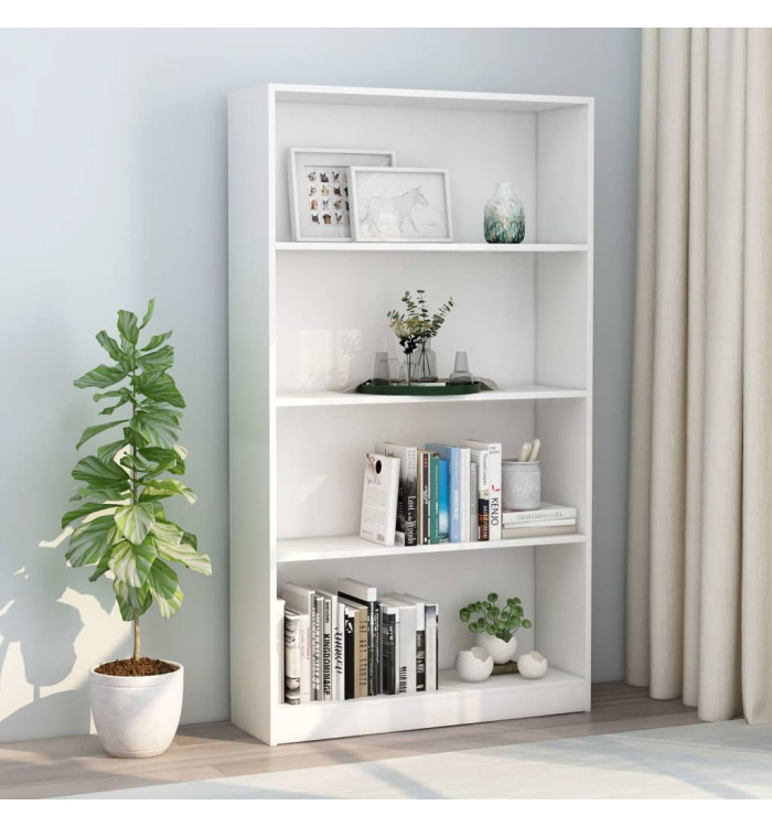 Bibliothèque à 4 niveaux Blanc 80x24x142 cm Bois d’ingénierie | Mobilier & Déco
