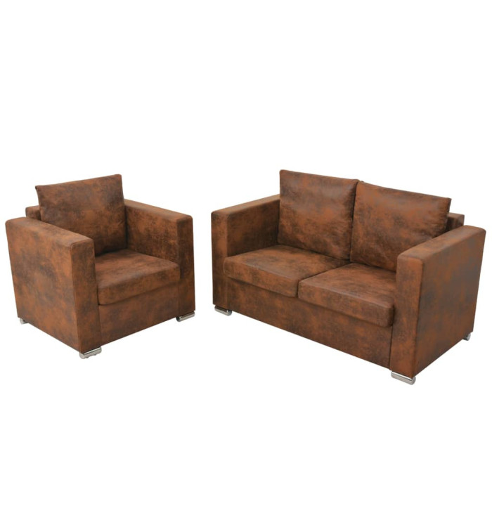 Ensemble de canapés 2 pcs cuir daim synthétique | Mobilier & Déco