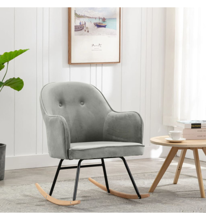 Chaise à bascule Gris Velours | Mobilier & Déco