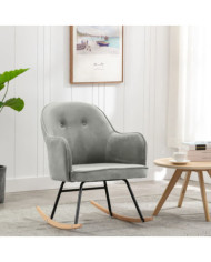 Chaise à bascule Gris Velours | Mobilier & Déco
