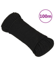 Corde de travail Noir 5 mm 100 m Polyester | Mobilier & Déco