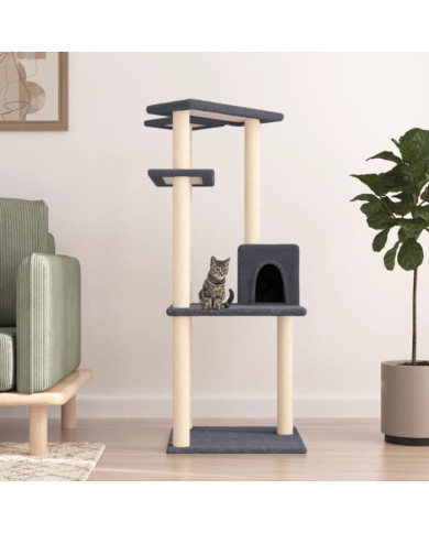 Arbre à chat avec griffoirs en sisal gris foncé 123 cm | Mobilier & Déco