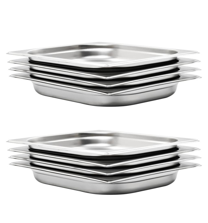 Récipients Gastronorm 8 pcs GN 1/2 40 mm Acier inoxydable | Mobilier & Déco