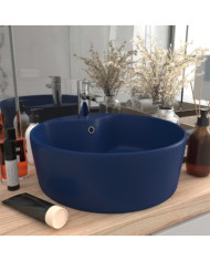 Lavabo de luxe avec trop-plein Bleu foncé mat 36x13cm Céramique | Mobilier & Déco