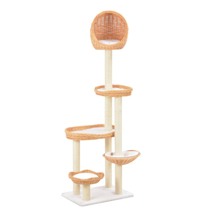 Arbre à chat avec griffoir en sisal Naturel Bois de saule | Mobilier & Déco