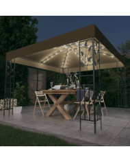 Tonnelle avec guirlande lumineuse à LED 3x3 m Taupe | Mobilier & Déco