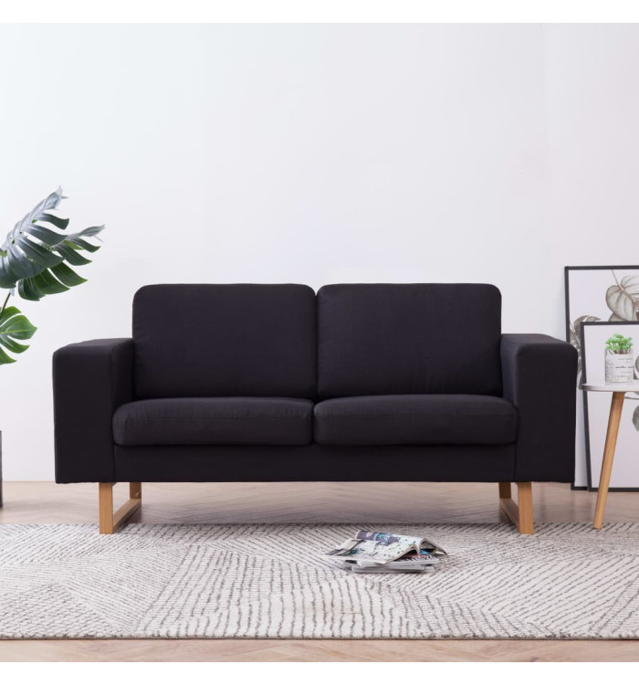 Canapé à 2 places Tissu Noir | Mobilier & Déco