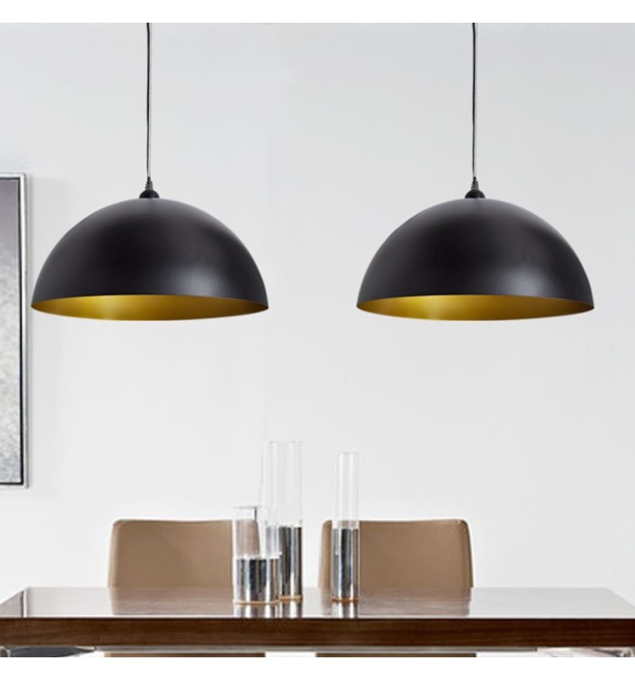 Plafonniers 2 pcs Hauteur réglable Semi-sphérique Noir | Mobilier & Déco